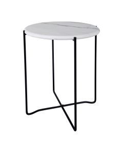 Dar Azzate Round Side Table | White Marble