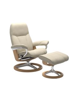 Stressless Consul Medium Chair & Stool | Cream