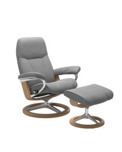 Stressless Consul Medium Chair & Stool | Wild Dove