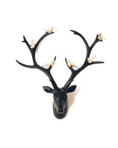 Black Stag Head with Gold Birds