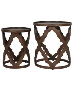 Kielder Solid Carved Wood Table Nest | Set of 2