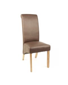 Side Chair New Brown PU/Light Oak Leg with 