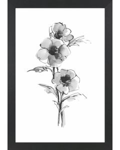 Grey Floral Wash IV | Framed