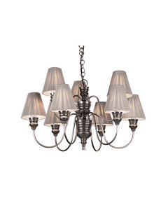 David Hunt Doreen Pewter 9 Light Pendant with String Shades | Pewter Chrome