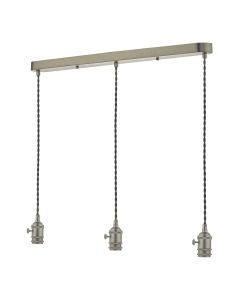 där Accessory 3 Light Bar Suspension Antique Chrome With Grey Cable