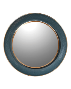 Round Wall Mirror with Teal Edge