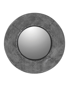 Round Wall Mirror with Textural Grey Edge