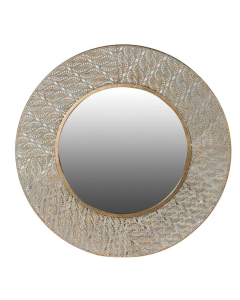 Round Wall Mirror with Golden Filigree Effect