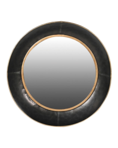 Black & Gold Dimpled Round Mirror