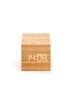 Gingko Cube Plus Clock | Natural Bamboo Wood
