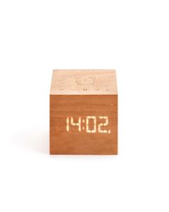 Gingko Cube Plus Clock | Natural Cherry Wood