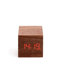 Gingko Cube Plus Clock | Natural Walnut Wood