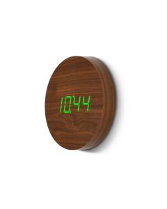 Gingko Wall Click Clock | Walnut & Green LED