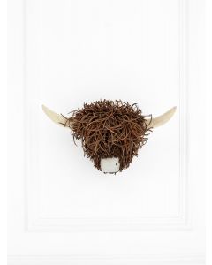 Wooden Sculpture Wall Mounted Highland Cow 