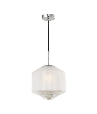 där Nisha 1 Light Pendant Polished Chrome And Frosted/Clear Glass